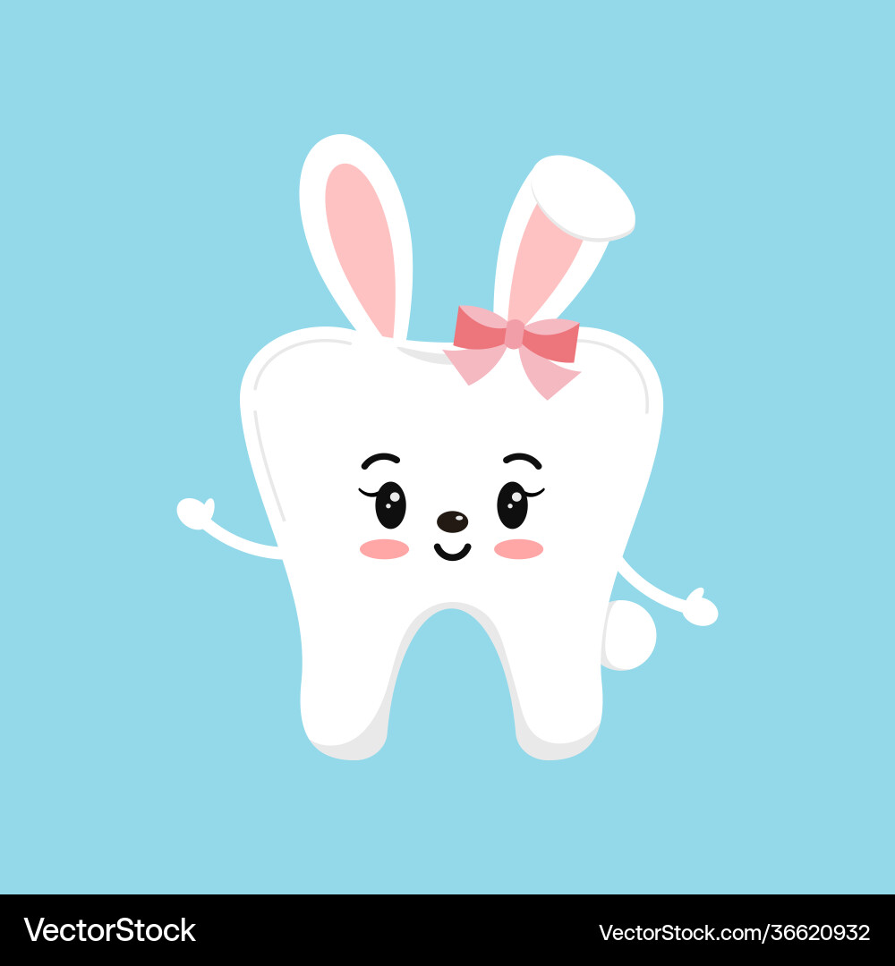 Easter tooth with bunny ears dental icon isolated Easter tooth with bunny ears dental icon isolated vector image
