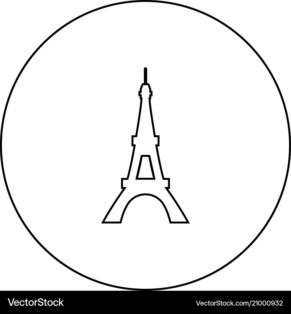 Eiffel tower icon black color in circle Vector Image