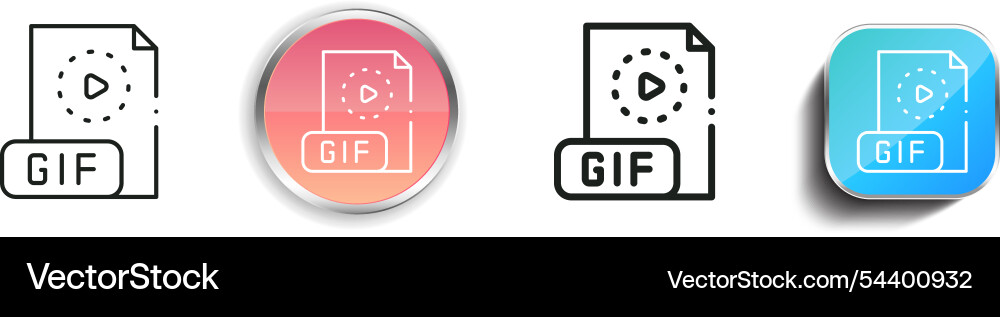 Gif icon thin linear regular and button style Gif icon thin linear regular and button style Vector Image