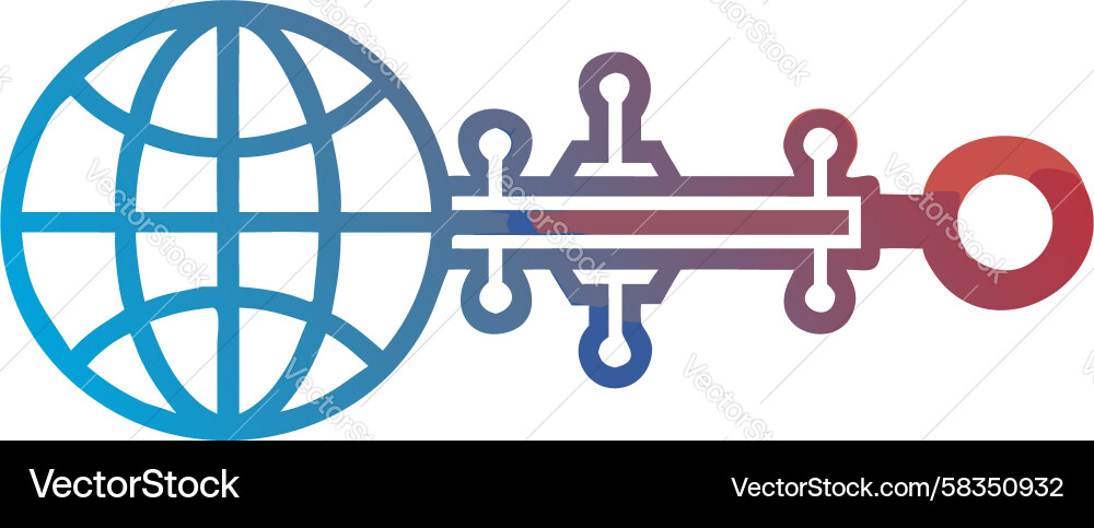 Global Network Security Key Vector Image