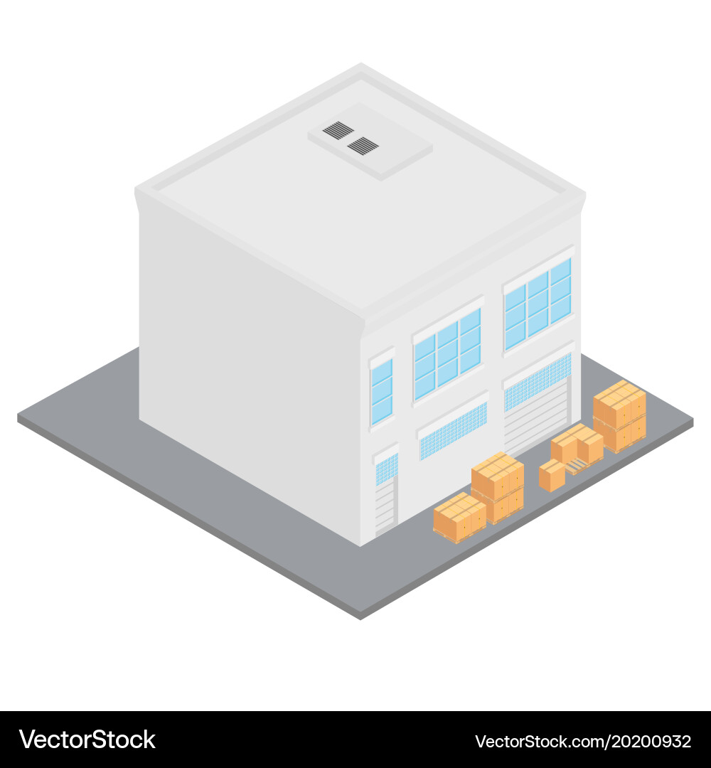 Isometric Building with Boxes Vector Image