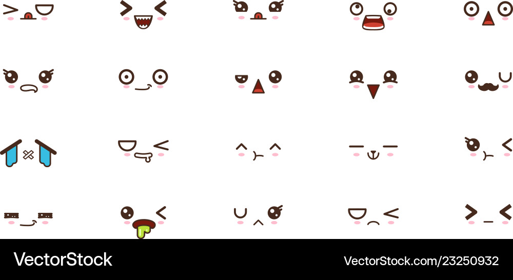 Kawaii smile emoticons japanese emoji Kawaii smile emoticons japanese emoji vector image
