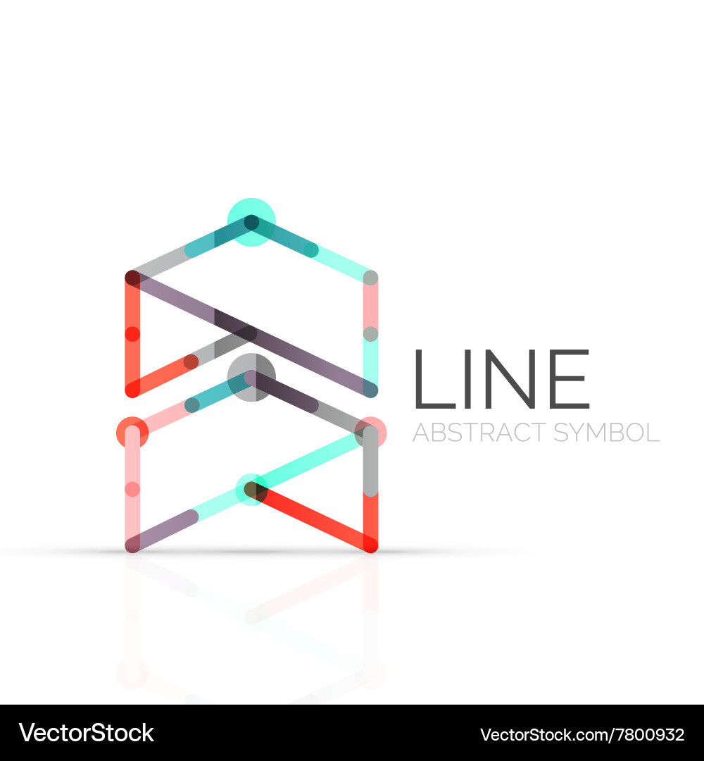 Linear abstract logo connected multicolored vector image