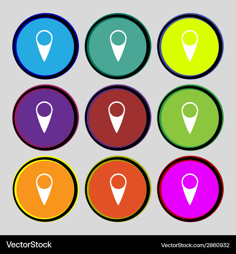 Map pointer icon gps location symbol set colourful vector image
