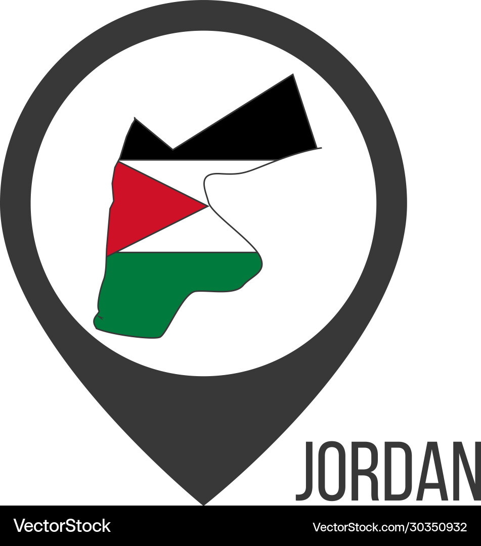 Map pointers with contry jordan flag stock Vector Image