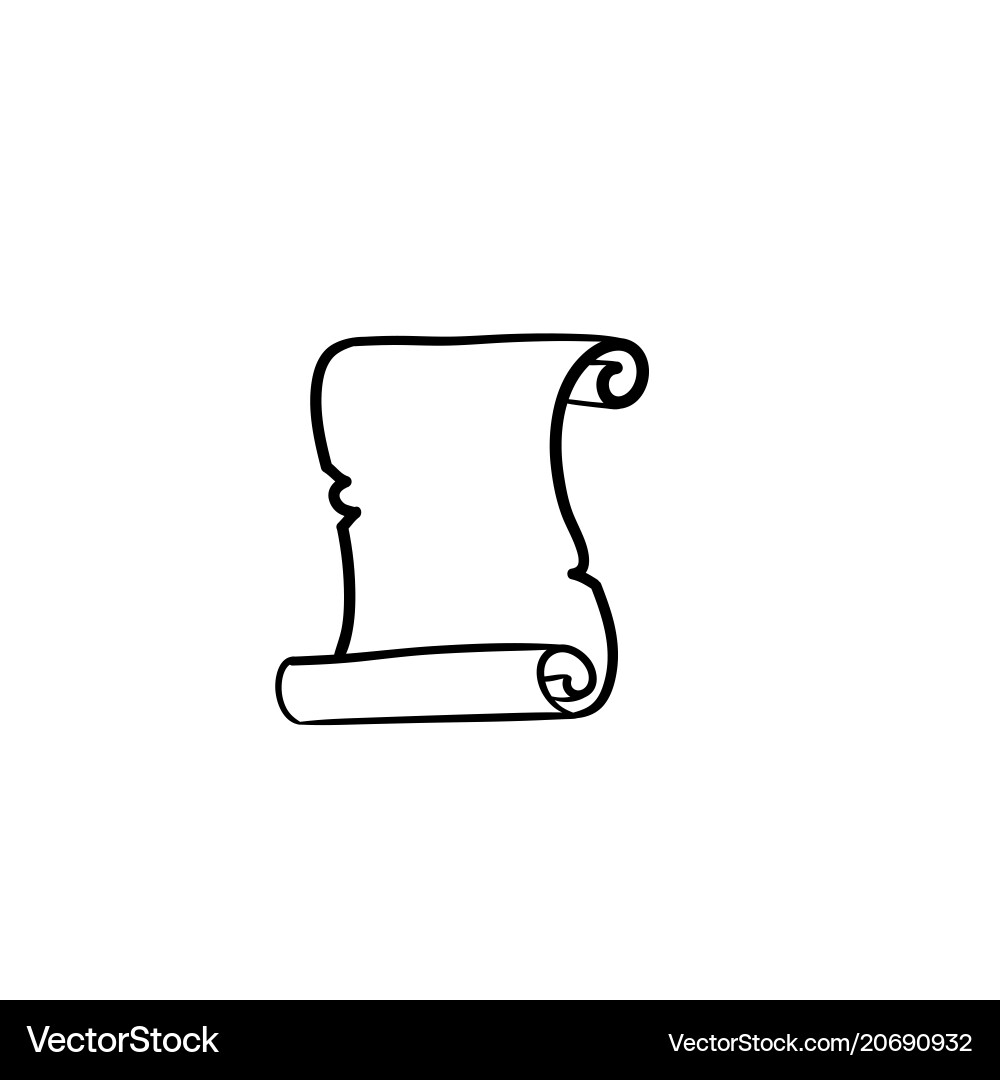 Old Paper Scroll Icon - Sketch vector image