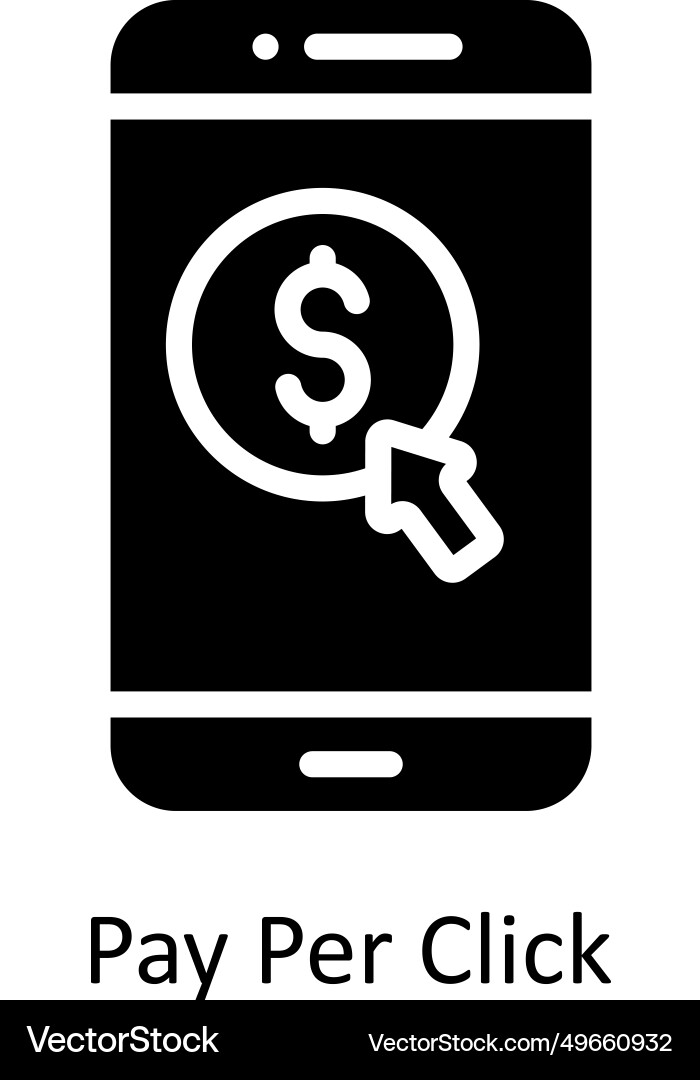 Pay per click solid icon design Vector Image