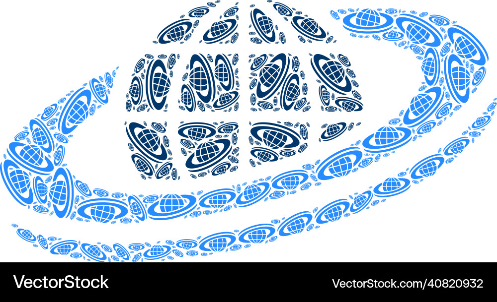 Planet orbit recursive icon mosaic of self items Planet orbit recursive icon mosaic of self items vector image