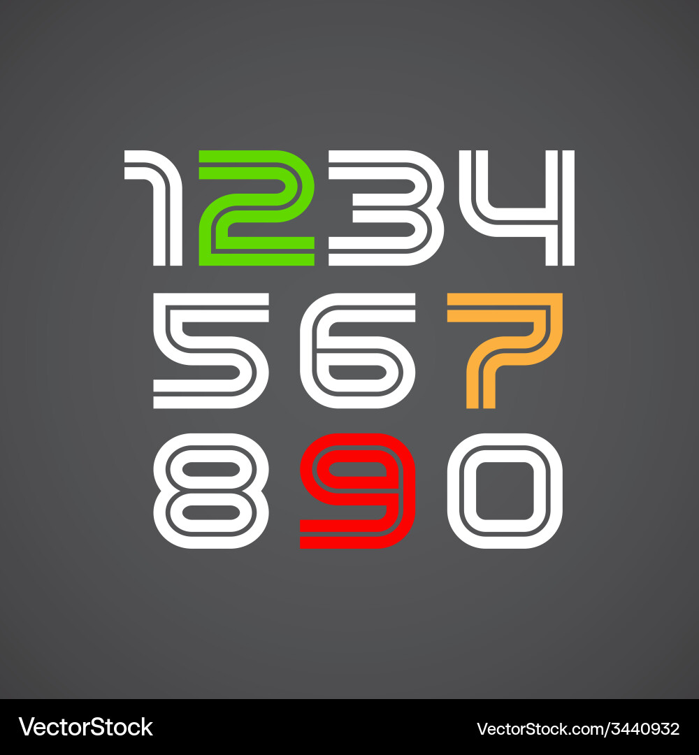 Retro Number Font Vector Image