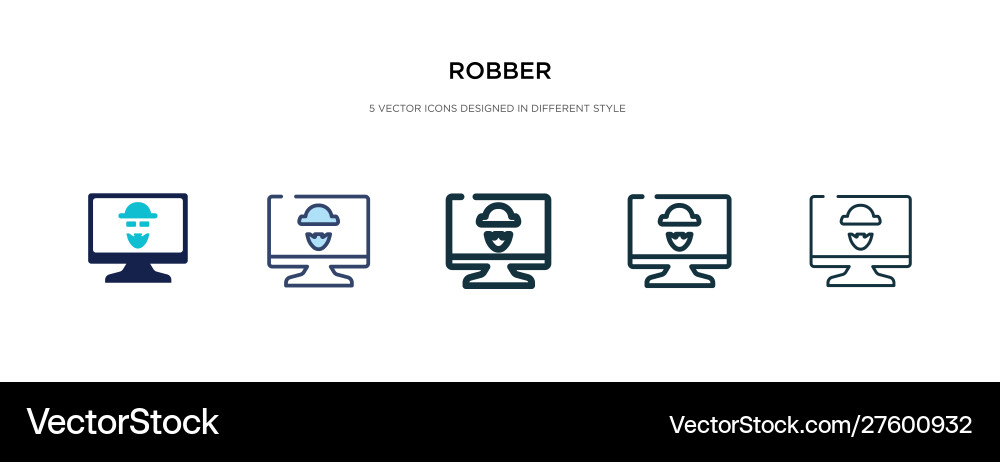 Robber icon in different style two colored Robber icon in different style two colored vector image