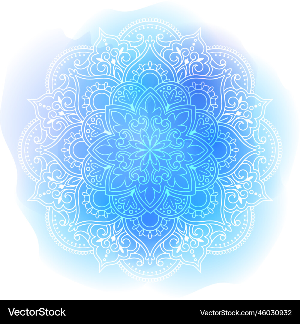 Round gradient mandala on watercolor trace Round gradient mandala on watercolor trace vector image