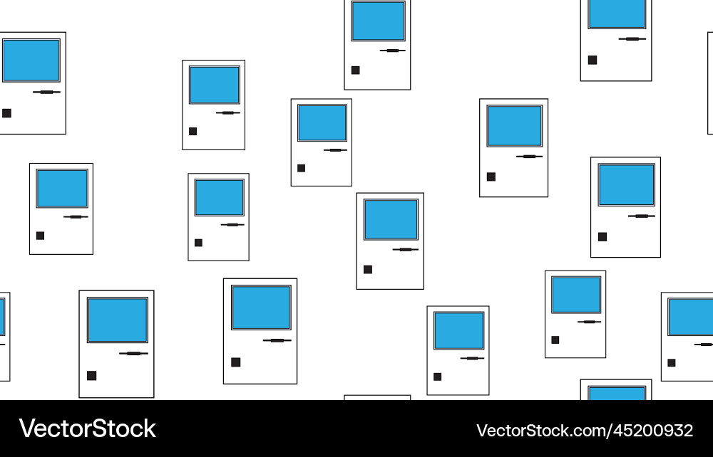 Seamless pattern endless computer with old retro vector image