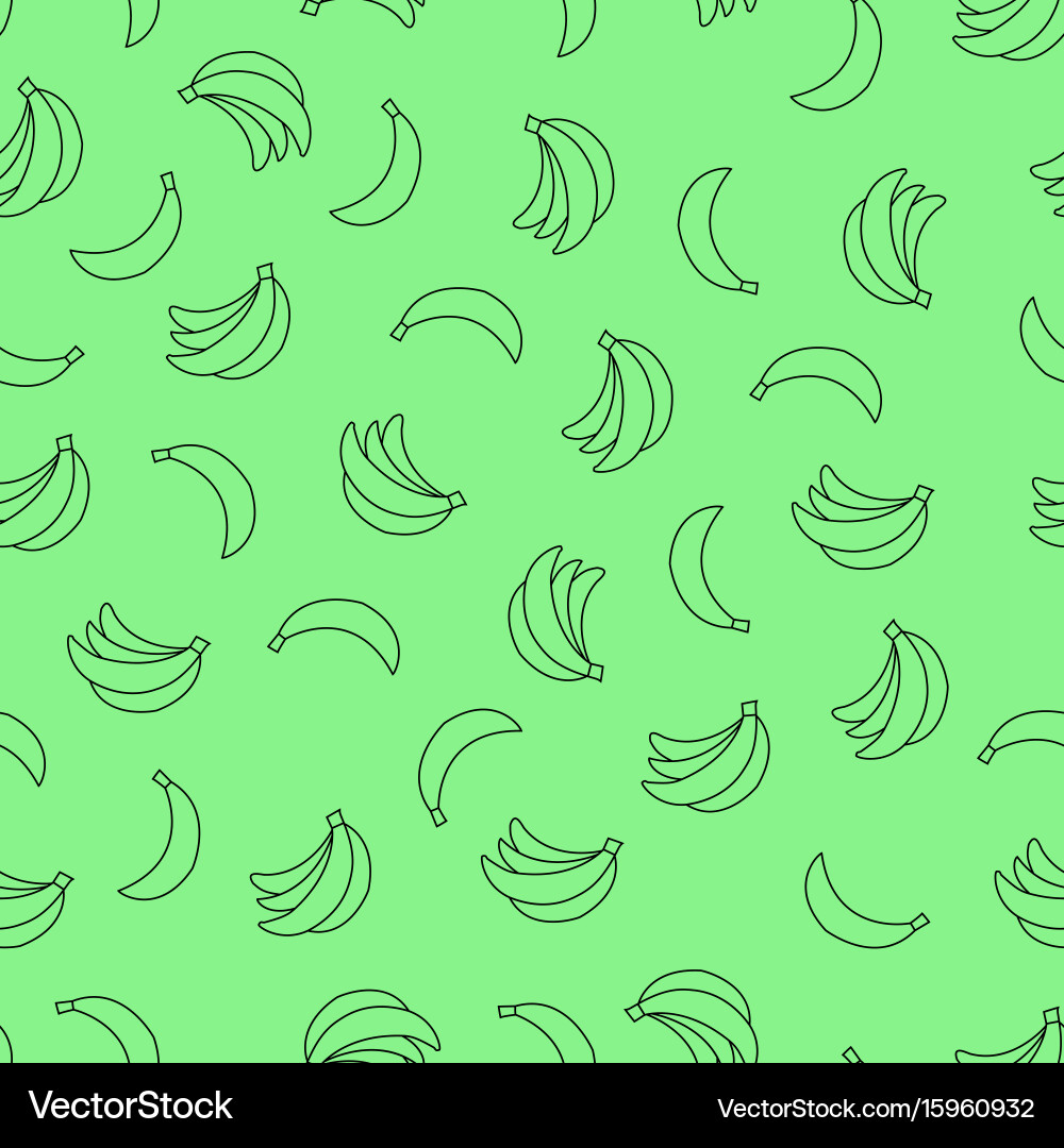 Seamless pattern with bananas on green background vector image