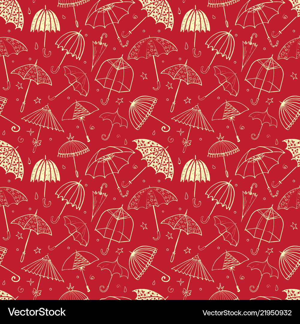 Seamless pattern with umbrellas on red background Seamless pattern with umbrellas on red background vector image