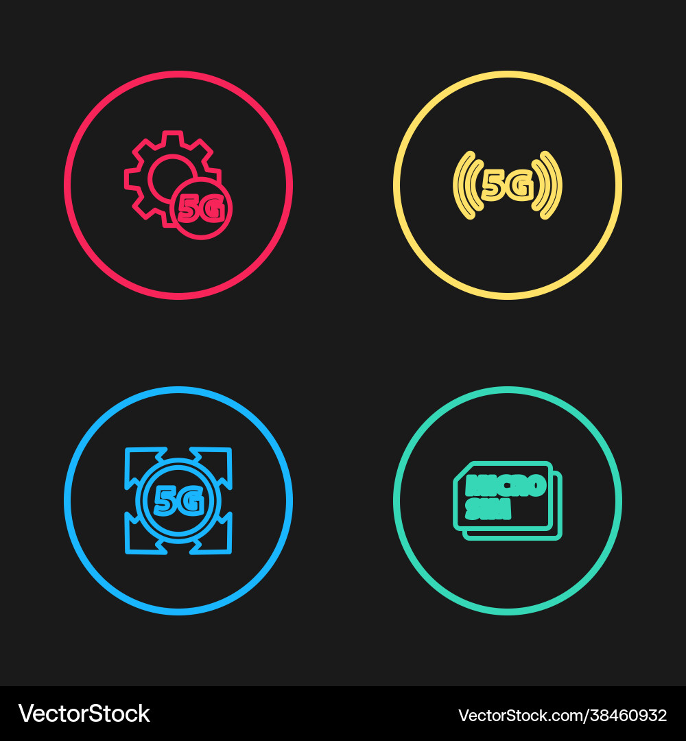 Set line 5g network micro sim card and setting Set line 5g network micro sim card and setting Vector Image
