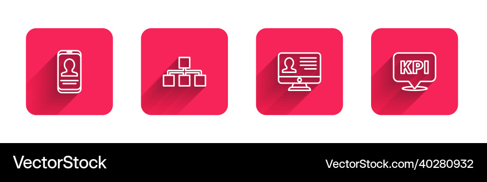 Set line mobile with resume hierarchy organogram Set line mobile with resume hierarchy organogram vector image