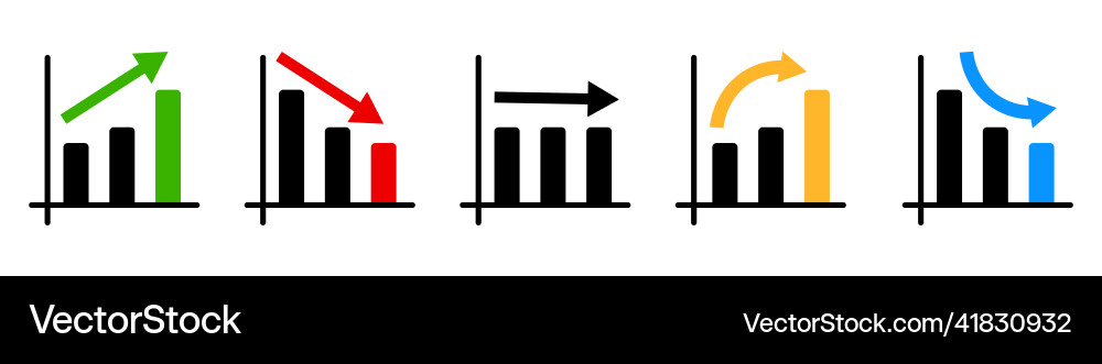 Set of bar chart icons in various styles vector image