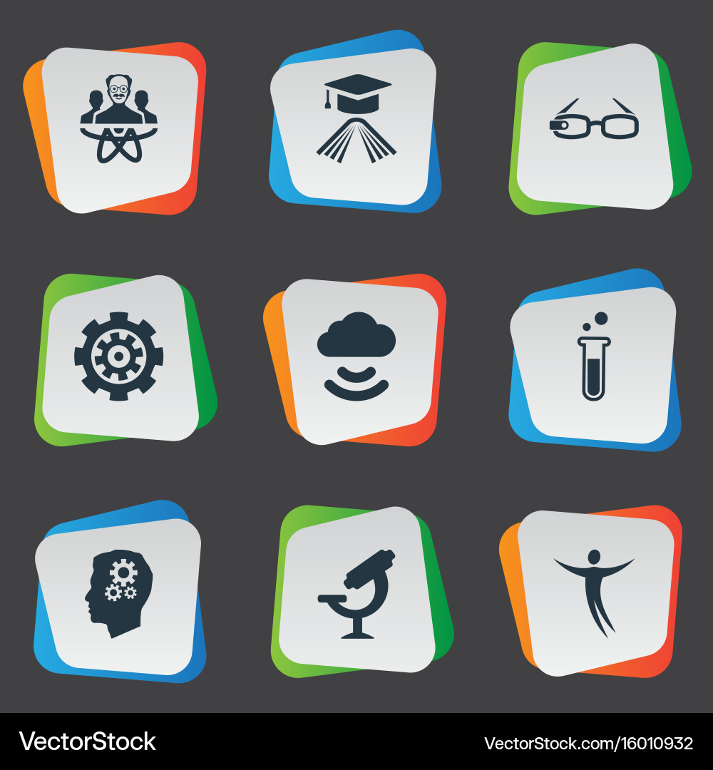 Set of simple creativity icons elements mechanism vector image