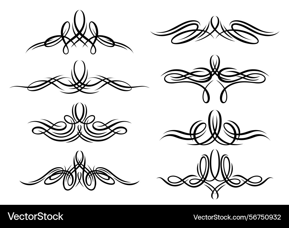 Set of vignette curl elements decorative Set of vignette curl elements decorative vector image