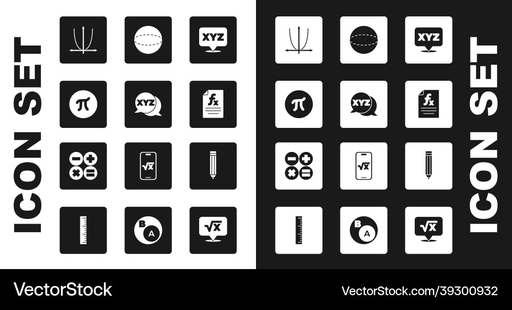 Set xyz coordinate system pi symbol graph Set xyz coordinate system pi symbol graph vector image