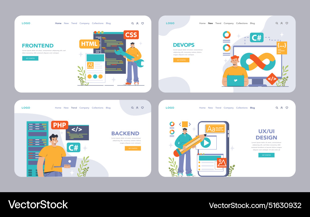 Software development web banner or landing page Vector Image
