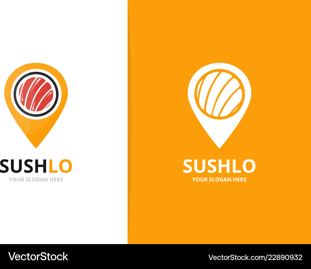 Sushi and map pointer logo combination Vector Image
