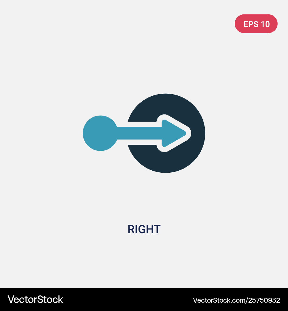 Two color right icon from user interface concept vector image