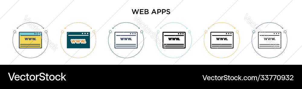 Web apps icon in filled thin line outline vector image