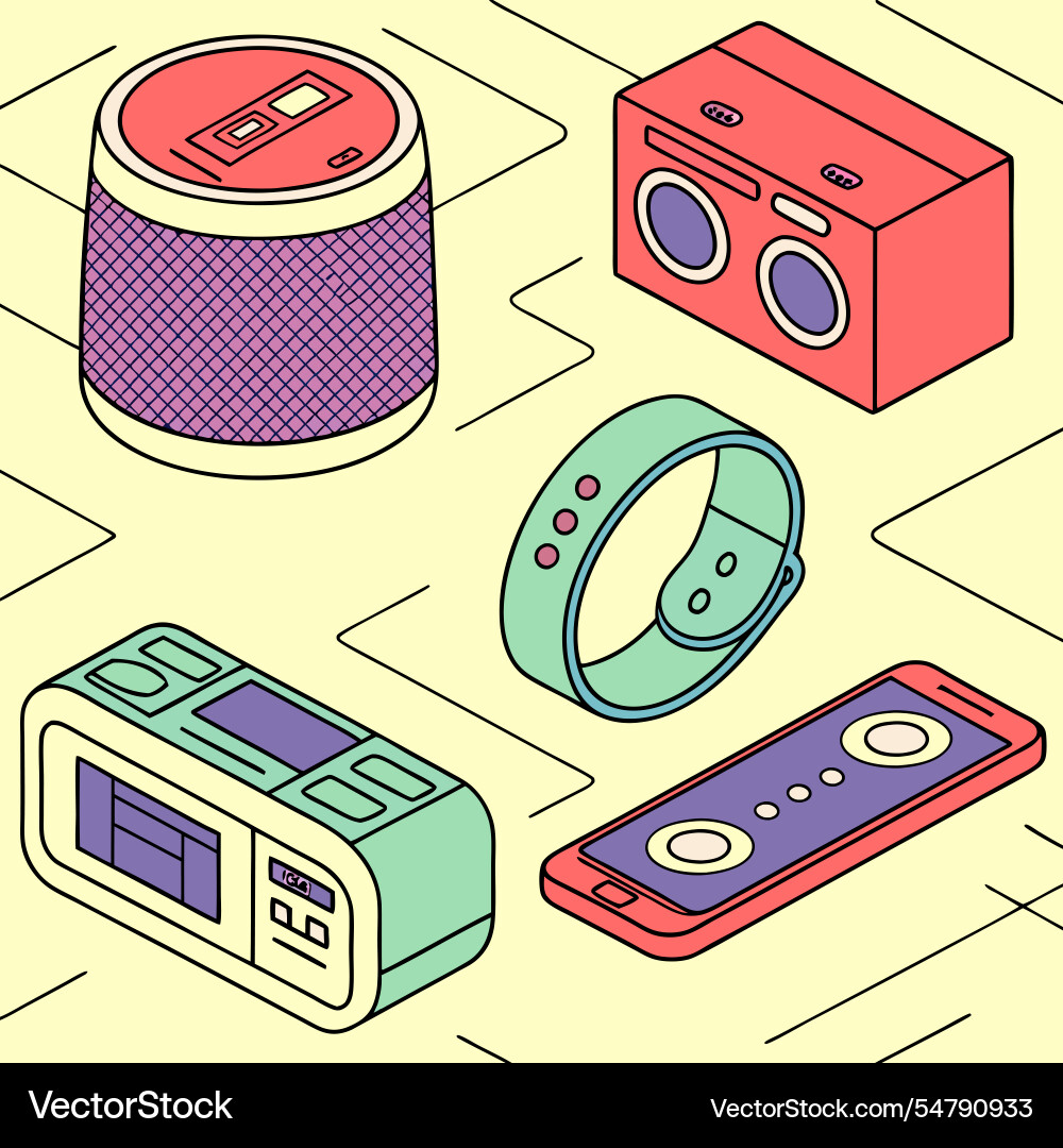 3d iot gadgets pattern a dynamic display vector image