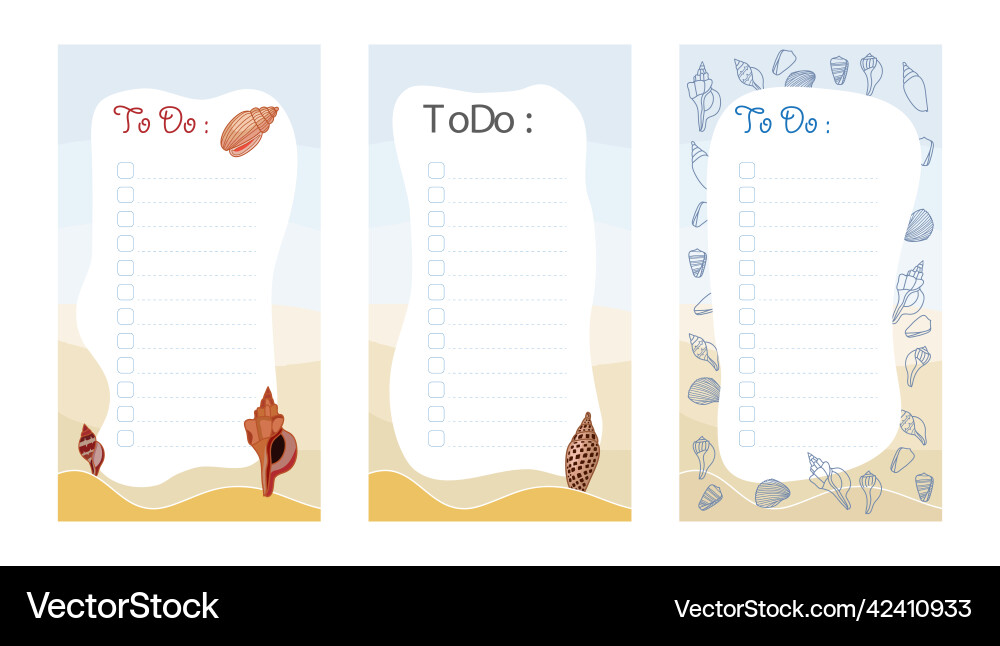 Cheek to do list with color seashell Vector Image