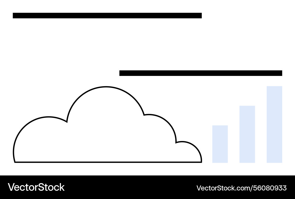 Cloud with bar charts and lines representing data Vector Image