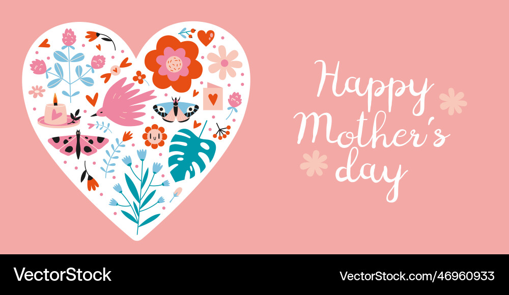 Congratulatory banner with various spring objects Vector Image