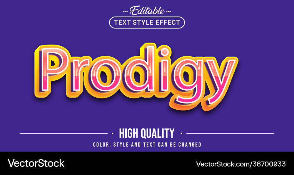 Editable text style effect - prodigy vector image