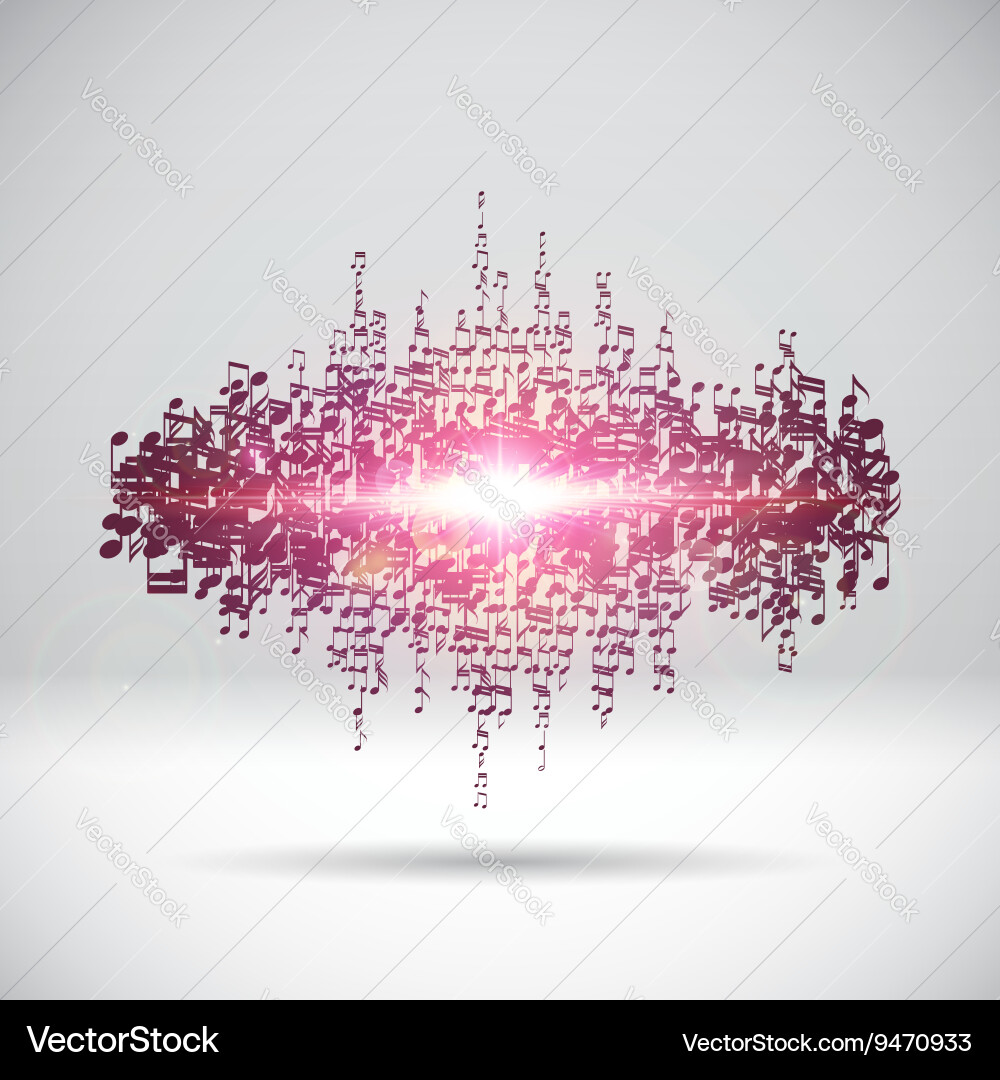Exploding party music wave made of notes vector image