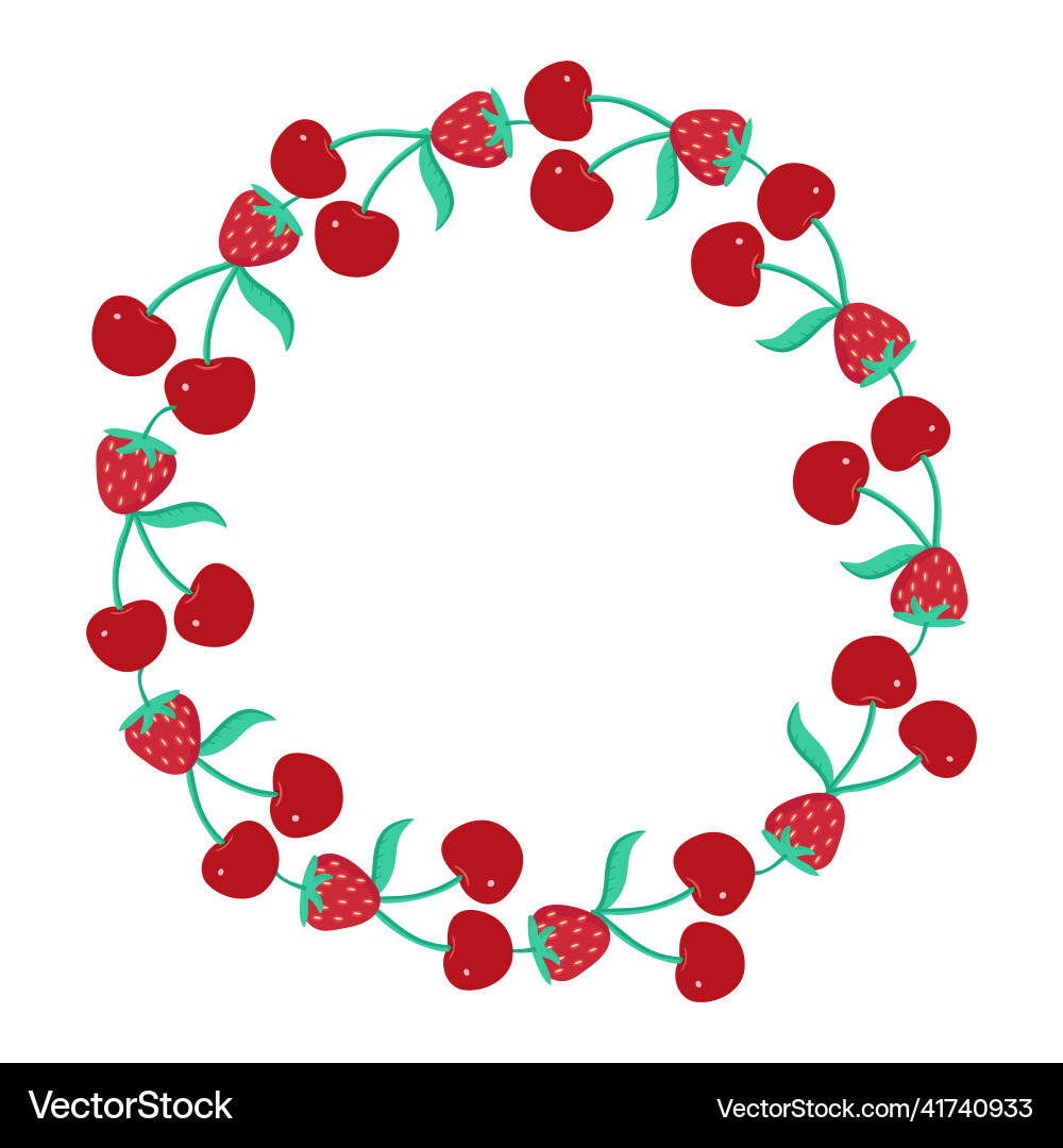 Frame in the form of a circle cherries Vector Image