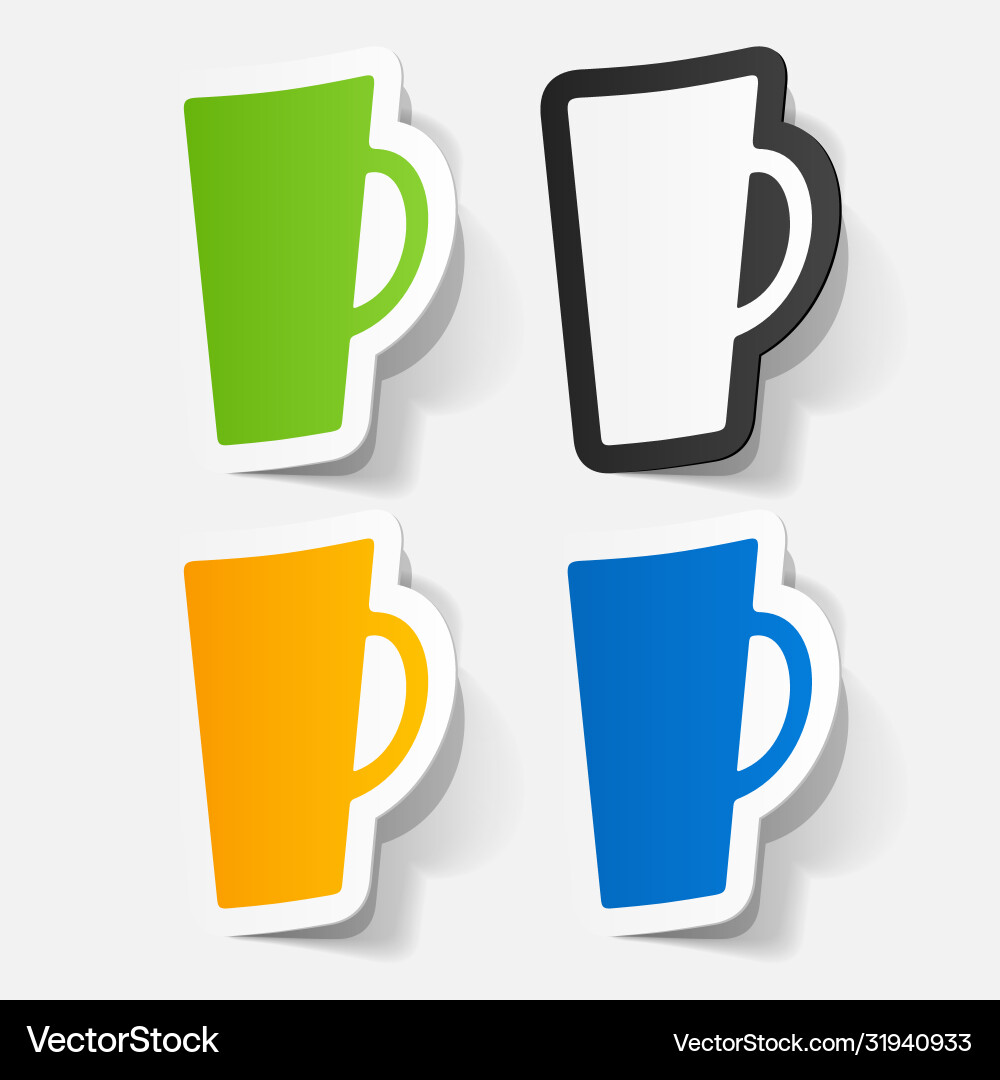 Paper clipped sticker coffee cup isolated Vector Image
