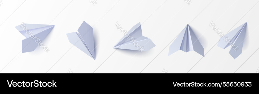 Paper plane 3d models in different angles Paper plane 3d models in different angles vector image