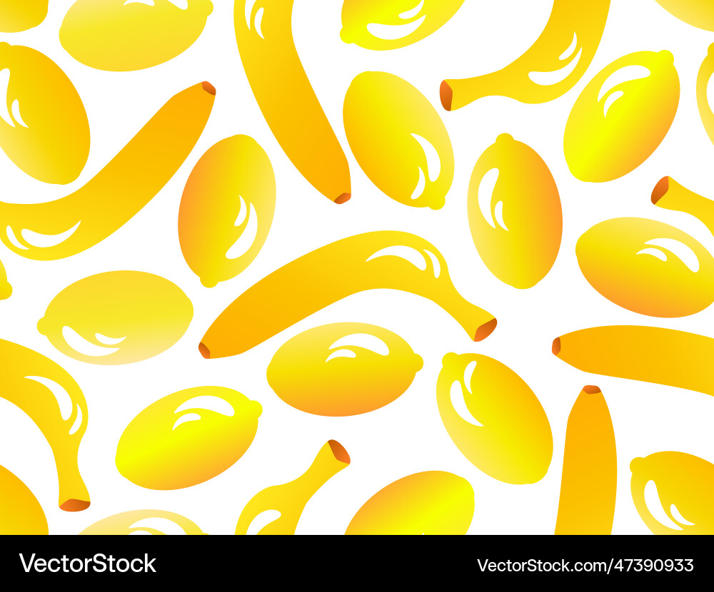Seamless pattern with bananas and lemons in 3d Seamless pattern with bananas and lemons in 3d Vector Image
