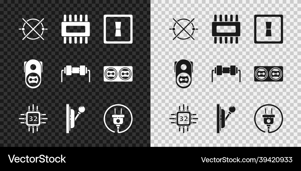 Set electric circuit scheme processor Set electric circuit scheme processor vector image