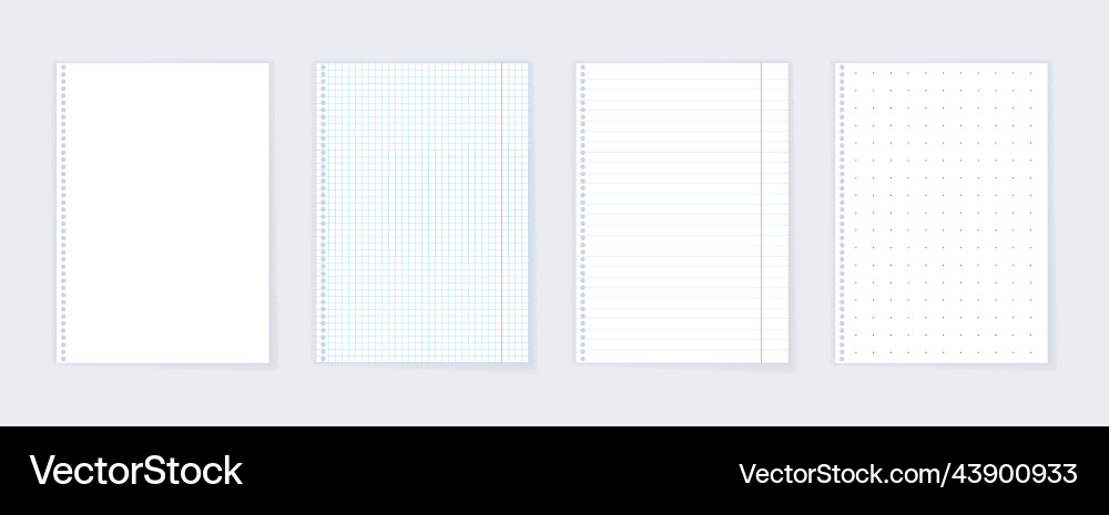 Set of notebook pages Set of notebook pages vector image