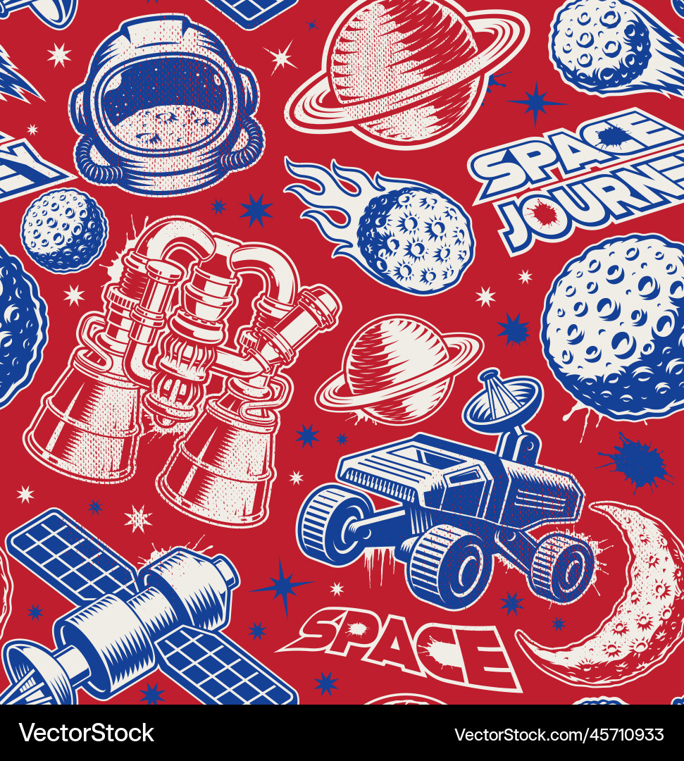 Space seamless pattern in retro style Space seamless pattern in retro style vector image