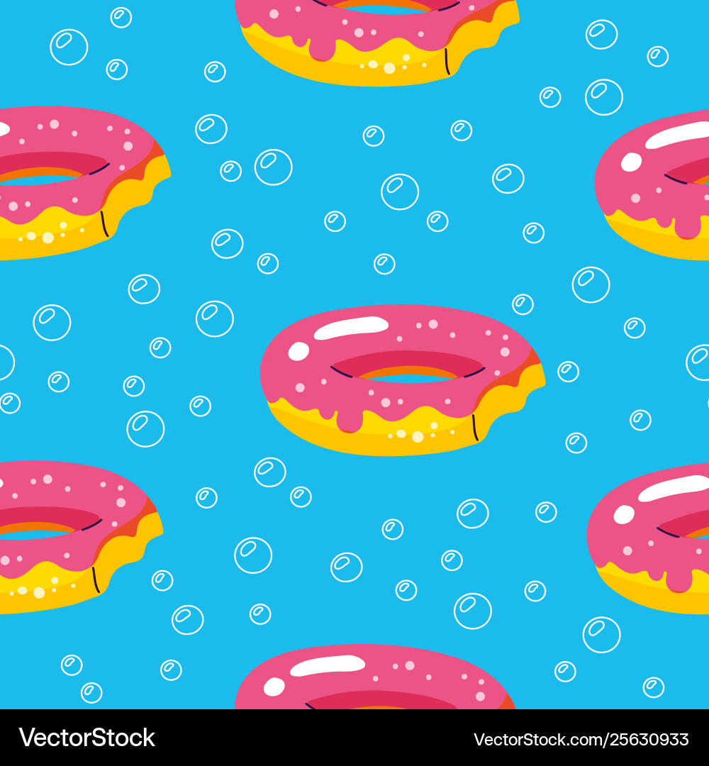 Summer pattern with donuts floats and pool Summer pattern with donuts floats and pool Vector Image