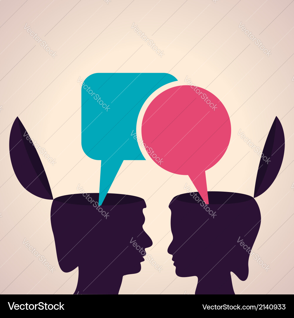 Thinking concept-human head with message bubble Vector Image