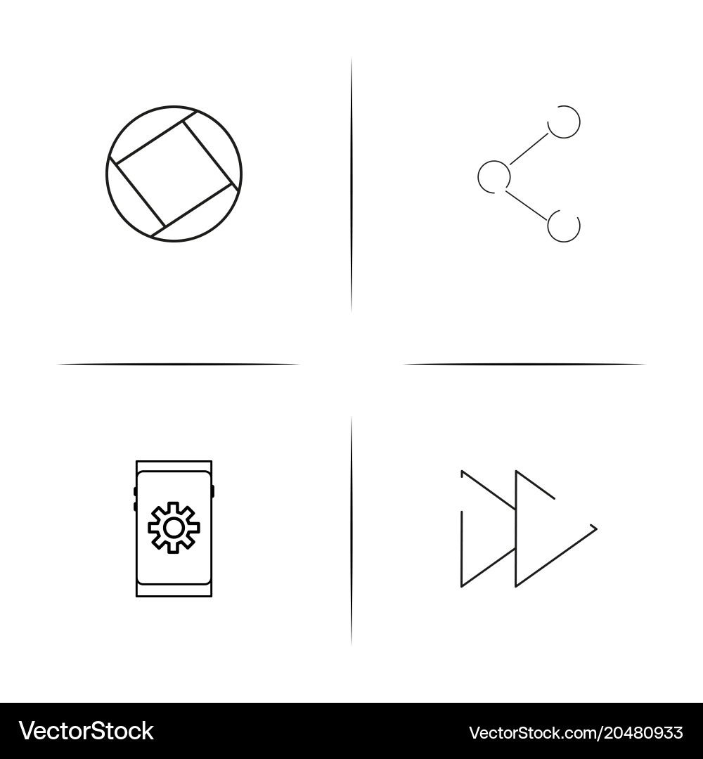 User interface simple linear icons set outlined vector image