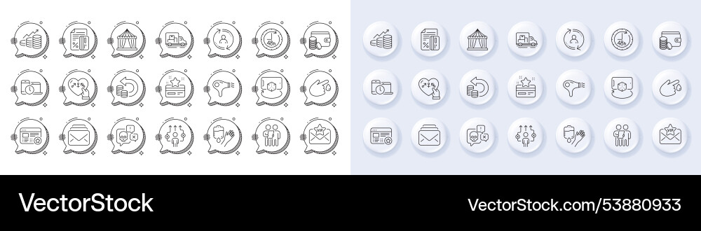 Vip mail survey and user info line icons for web vector image