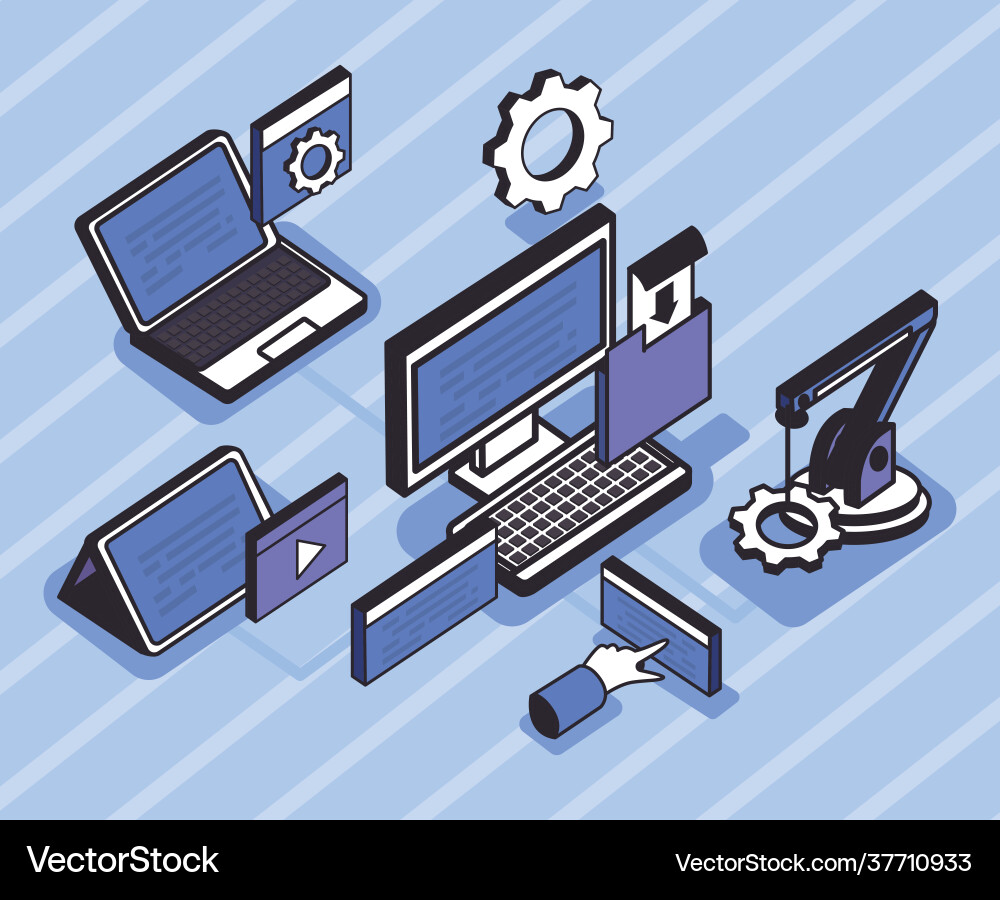 Web development symbol group vector image