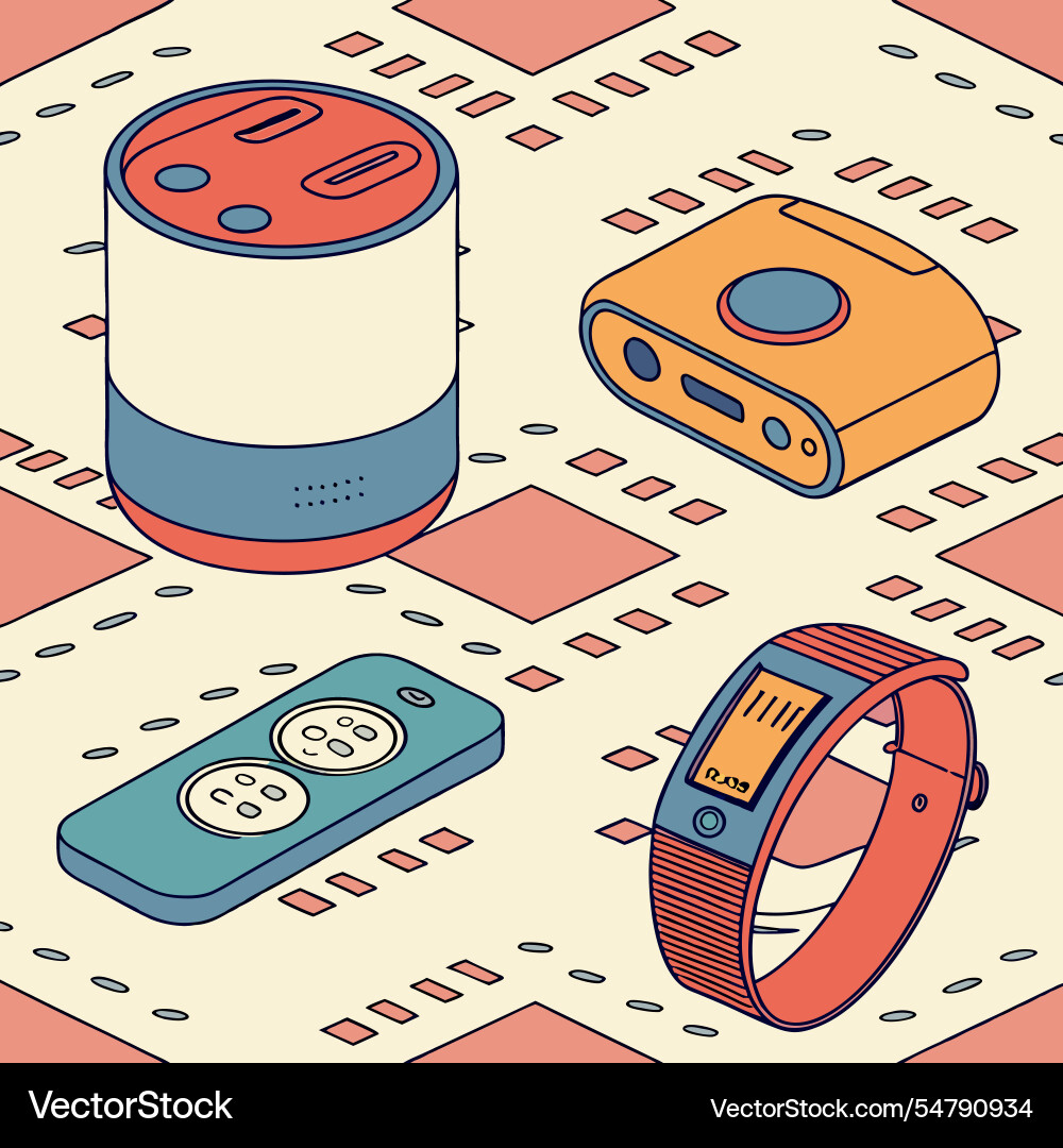 3d iot gadgets pattern a dynamic display vector image