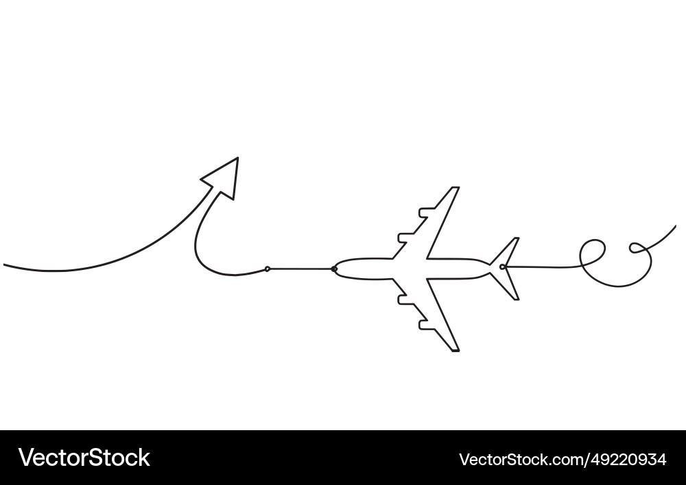 Abstract continuous lines arrows with plane Abstract continuous lines arrows with plane Vector Image