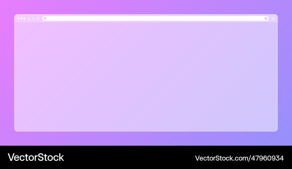 Blank transparent web browser window with toolbar vector image