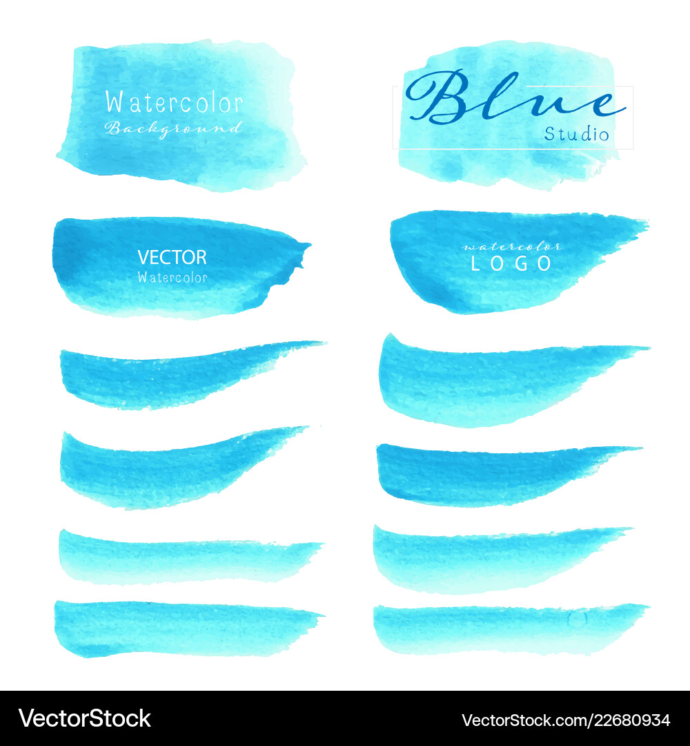 Blue watercolor circle set on white background Blue watercolor circle set on white background vector image